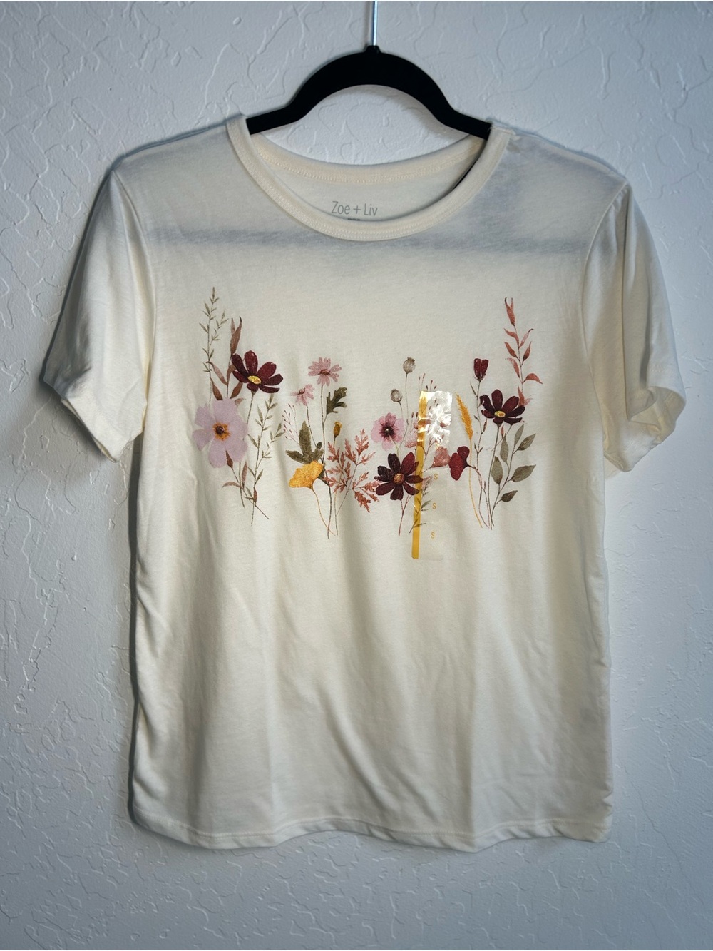 NWT Women’s Medium Ivory Cottagecore Wildflower Relaxed Fit Casual T-shirt - Picture 2 of 6
